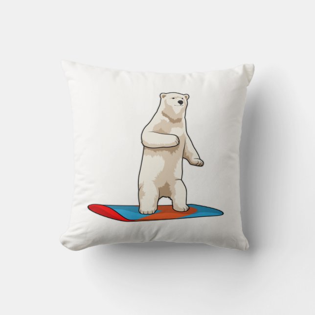 Almofada Urso polar como Snowboarder com Snowboard (Frente)