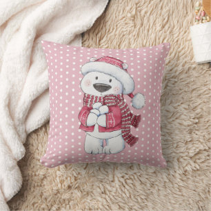 Almofada Urso Polar de Inverno com Bolas de Neve