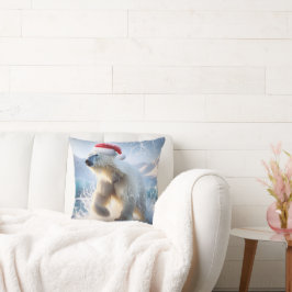 Almofada Urso Polar de Natal Com Boné De Papai noel