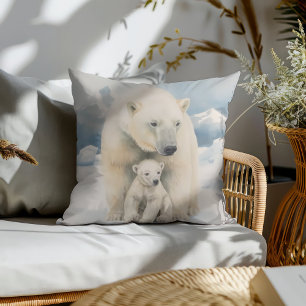 Almofada Urso Polar e Filhote Elegância Ártica