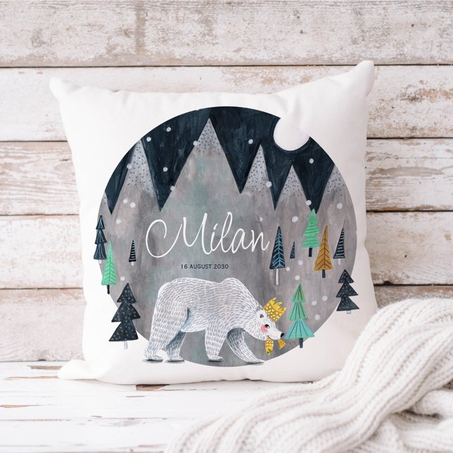 Almofada Urso Polar Fofo com Nome Personalizado (Criador carregado)
