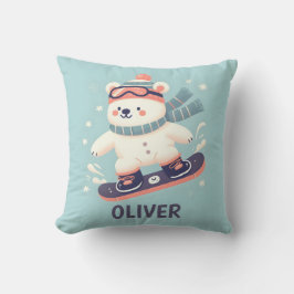 Almofada Urso Polar Fofo em Snowboard Personalizado