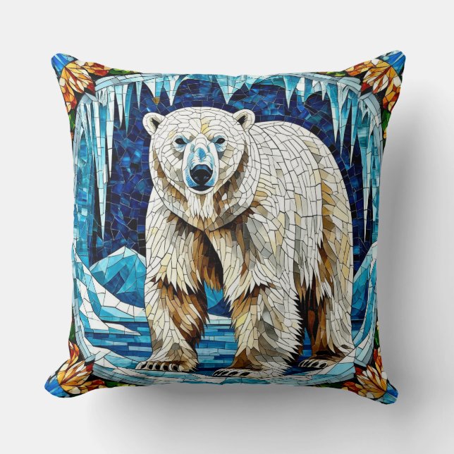 Almofada Urso Polar Poderoso Em Paisagem Ártica Congelada (Frente)