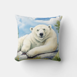 Almofada Urso Polar Relaxando Diversão Animal Feliz Legal