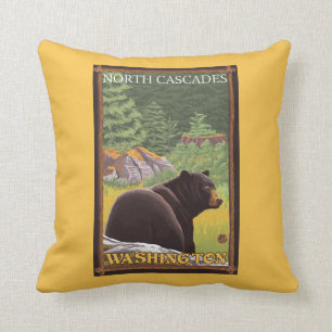 Almofada Urso preto na floresta - cascatas nortes,