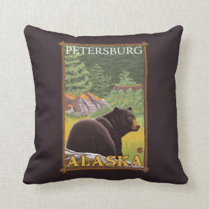 Almofada Urso preto na floresta - Petersburgo, Alaska