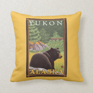 Almofada Urso preto na floresta - Yukon, Alaska
