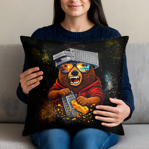 Almofada Urso Retro com Chapéu Espeto de Queijo e Óculos de