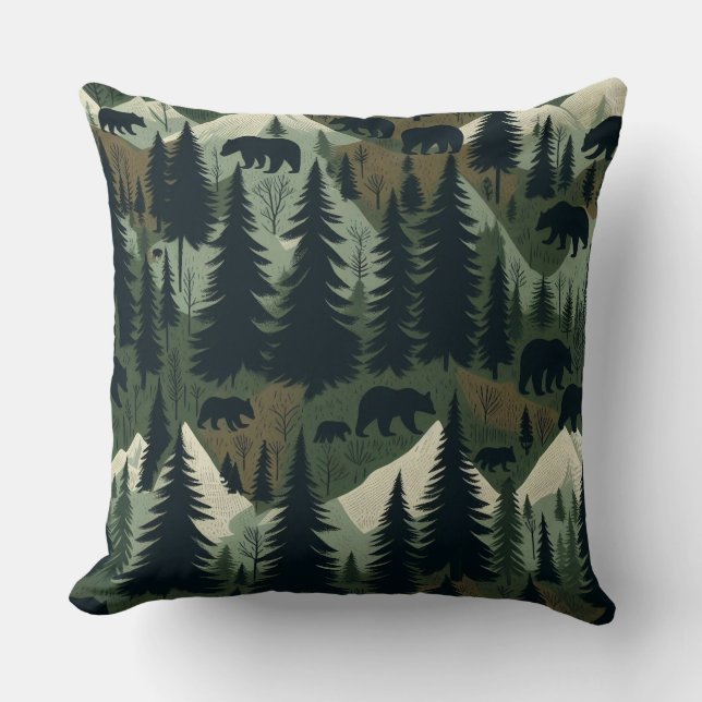 Almofada Urso Russo e Cena Florestal (Frente)