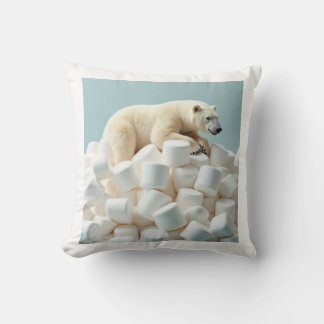 Almofada urso sobre uma pilha de travesseiro marshmallow