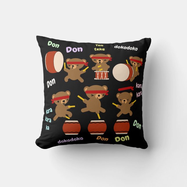 Almofada Ursos bonitos dos presentes do cilindro de Taiko (Frente)