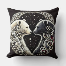 Ursos Brancos e Pretos em um Desenho Yin Yang