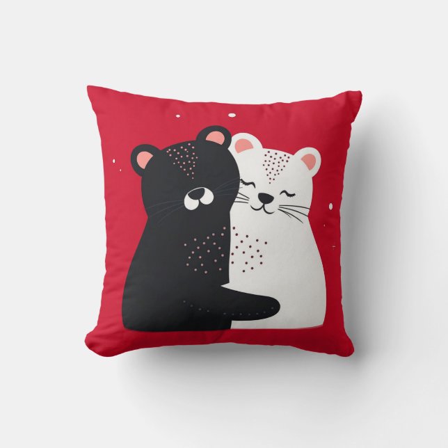 Almofada 🐻❤️ Ursos de Desenho Animado Fofo Decoração Verme (Frente)