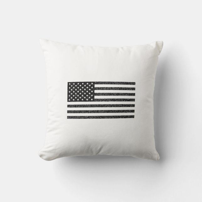 Almofada US Flag Black and White Vintage Retro (Frente)