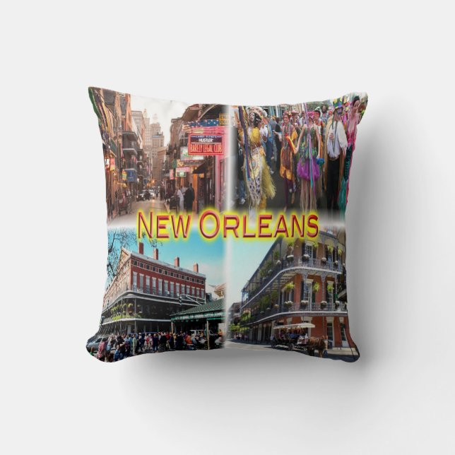 Almofada US New Orleans - Bourbon Street - Mardi Gras - (Frente)
