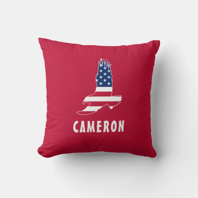 Almofada USA Flag American Eagle America 4th Of Julho Name (Frente)