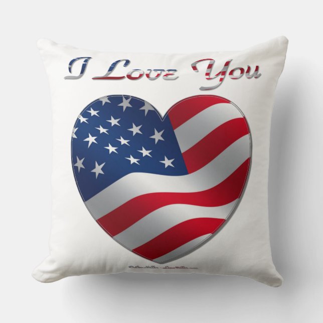 Almofada USA Flag Heart I Love You (Frente)