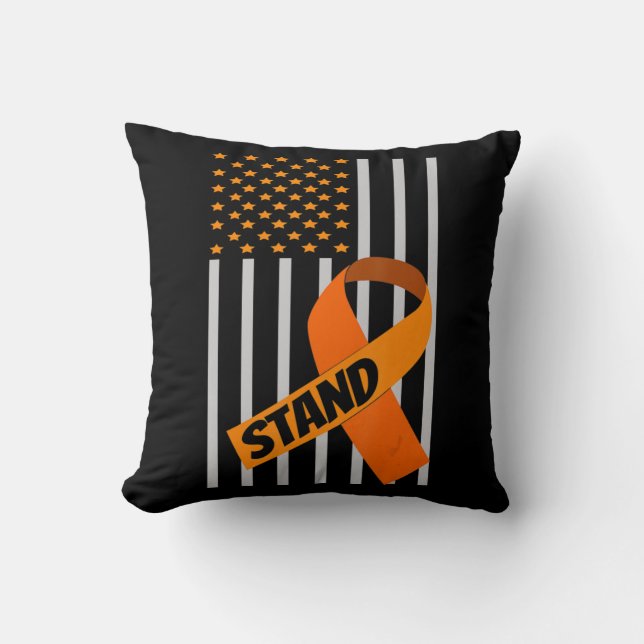 Almofada USA Flag Ribbon Leukemia Awarkemia - Apoio à Famíl (Frente)