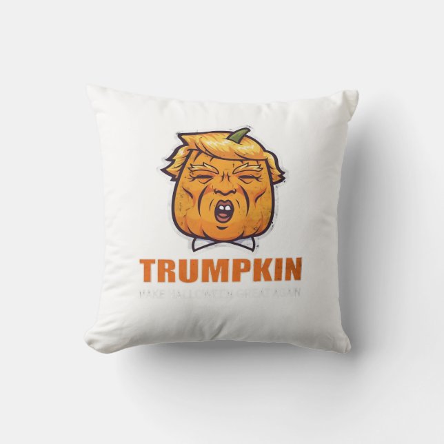 Almofada Usa Trumpkin Faz Excelente De Halloween Novamente  (Frente)