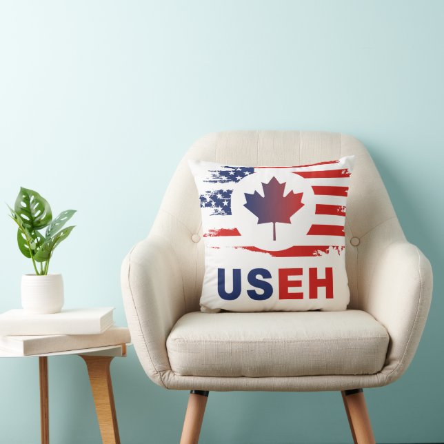 Almofada USEH Half Canadian American Canada USA Flag United (Cadeira)