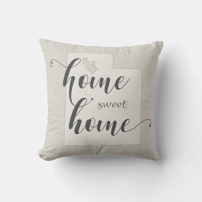 Almofada Utah - Home Sweet Home Burlap look (Frente)