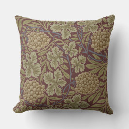 Almofada Uva de Videira Arte Verde Vermelho William Morris