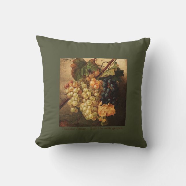 Almofada Uvas Pintura Vintage Autumn Green (Frente)