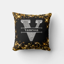 Almofada V Monograma Inicial do Prata Personalizado Seu Nom
