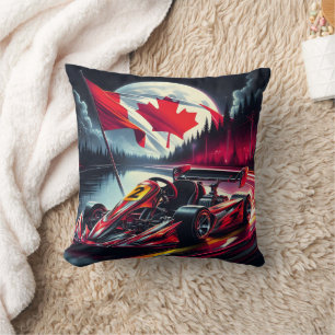 Almofada Vá a kart correndo sob um céu canadense iluminado 