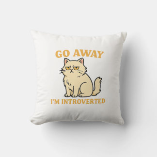 Almofada Vá Embora, Sou Introvertido – Camiseta de Gato Eng