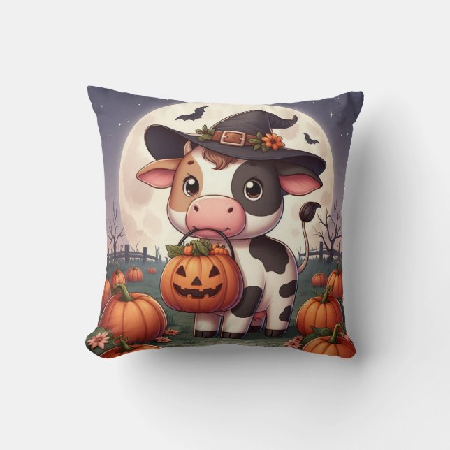 Almofada Vaca-bruxa-bruxa-do-Halloween (Frente)