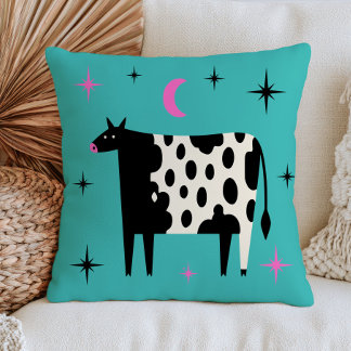 Almofada Vaca com Estrelas e Lua Azul Turquesa