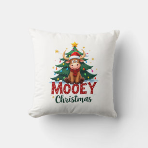 Almofada Vaca das Terras Altas Bezerra Chapéu de Papai Noel