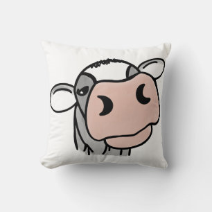 Almofada vaca de desenho animado preto branco rosa beijo ci