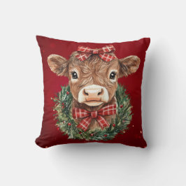 Almofada Vaca de Highland Escocesa na Hora de Natal