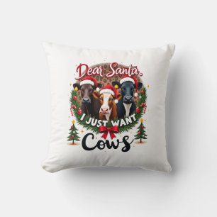 Almofada Vaca Natal Querido Papai Noel Eu Só Quero Vacas En