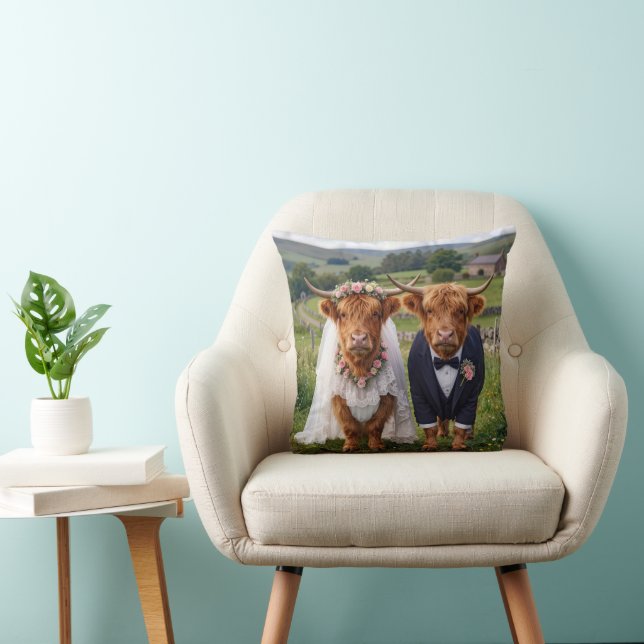 Almofada Vacas Highland em Casamento Escocês (Cadeira)