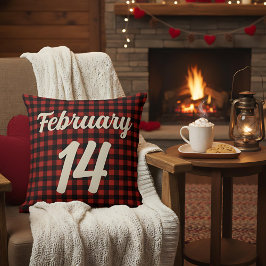 Almofada Valentine February 14 Red and Black Plaid Gingham