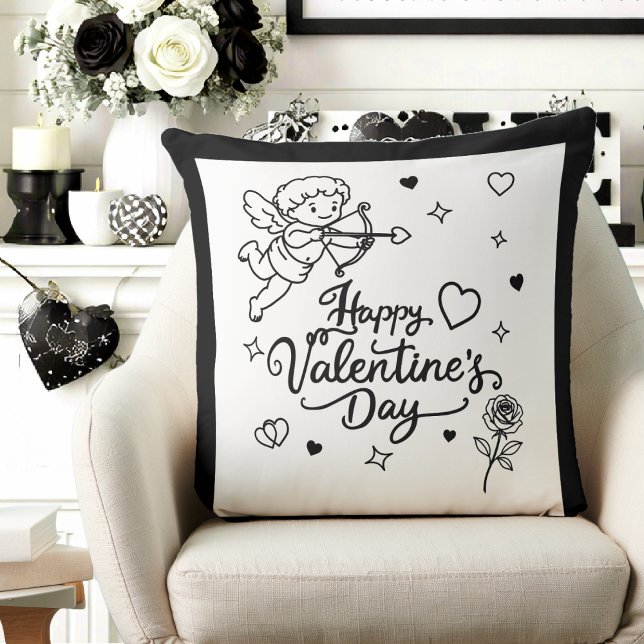 Almofada Valentines Day Cherub & Romantic Doodle Design (Criador carregado)