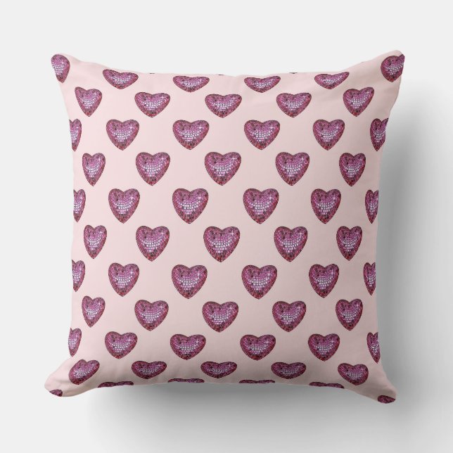 Almofada Valentine's Day Hearts Pink Disco Ball Hearts (Frente)