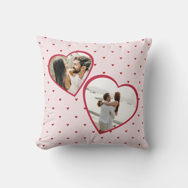 Almofada Valentine's Day Hearts Red Photo Collage (Frente)