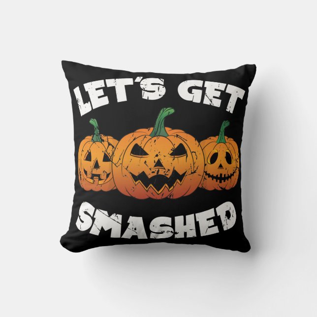 Almofada Vamos Esmagar Pumpkins Jack O Lanterna Halloween (Frente)