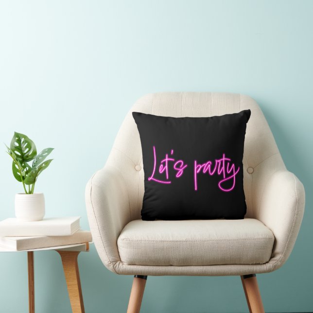 Almofada Vamos festejar rosa neon quente script minimalista (Cadeira)