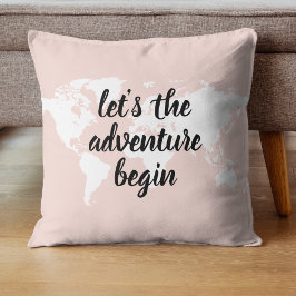 Almofada Vamos Rosa Positivo A Aventura Começa O Mapa Mundi