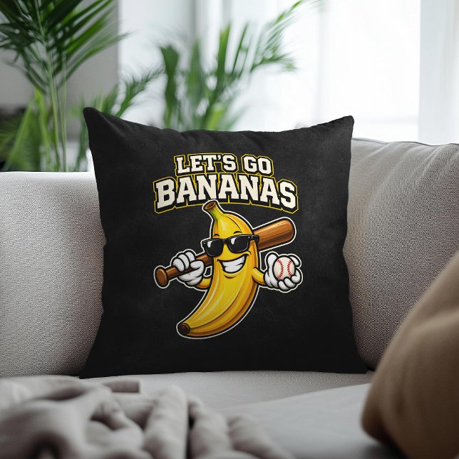 Almofada Vamos Torcer Bananas Beisebol Retrô Banana Engraça (Criador carregado)