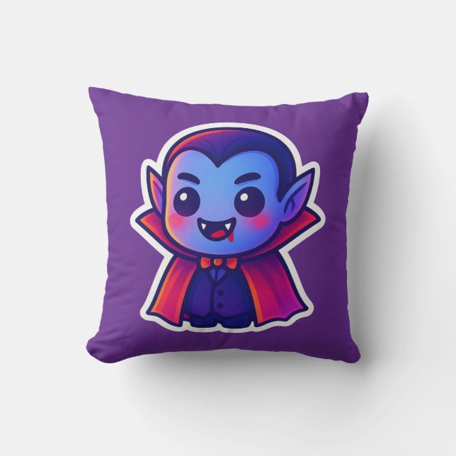 Almofada Vampiro de Cartoon Bonito com Cabo Vermelho e Pele (Frente)