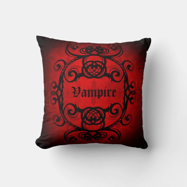 Almofada Vampiro gótico do Halloween, vermelho e decor pret (Frente)