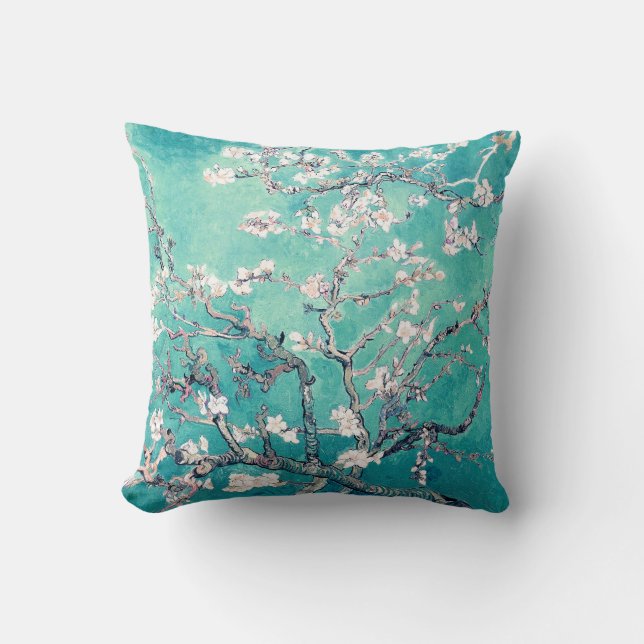 Almofada Van Gogh Almond Blossoms Turquoise (Frente)