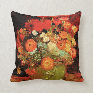 Almofada Van Gogh - Boliche com Zinnias, famosa pintura