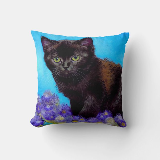 Almofada Van Gogh Cat e Flores (Frente)